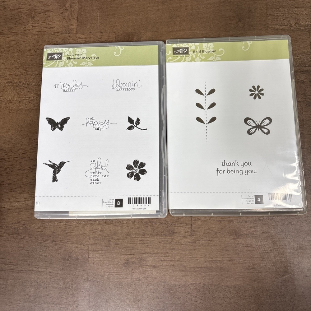 Stampin' Up! Bloomin' Marvelous & Bold Blossom Stamp Set Butterfly Flower